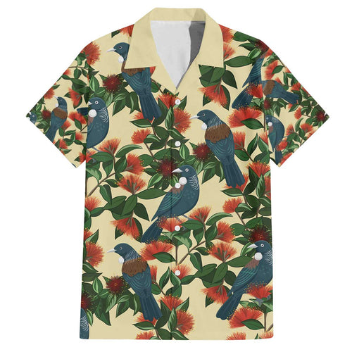 New Zealand Christmas Family Matching Off The Shoulder Long Sleeve Dress and Hawaiian Shirt Romantic Tui Birds on Pohutukawa - Ivory - Aussie Hoodie