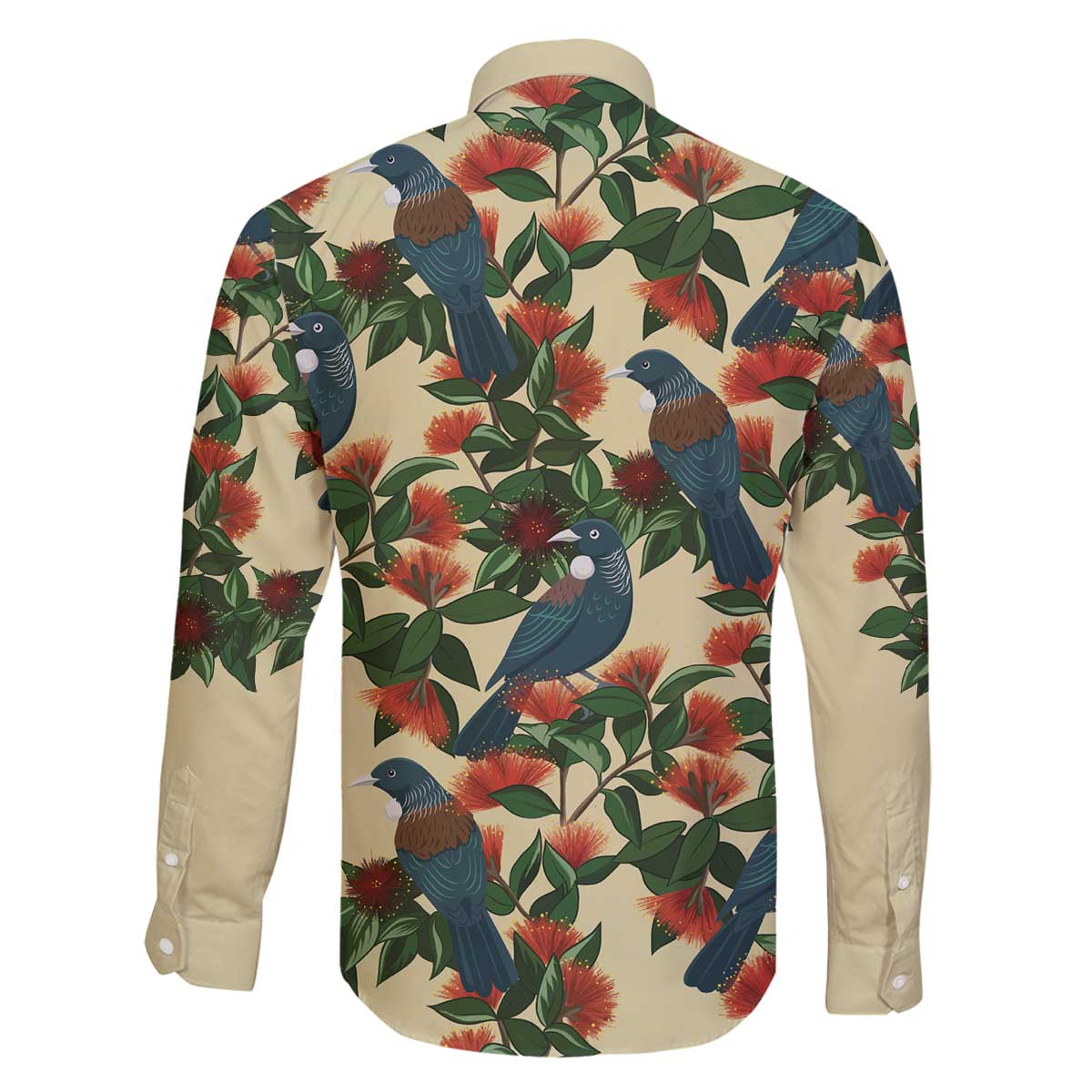 New Zealand Christmas Family Matching Off The Shoulder Long Sleeve Dress and Hawaiian Shirt Romantic Tui Birds on Pohutukawa - Ivory - Aussie Hoodie