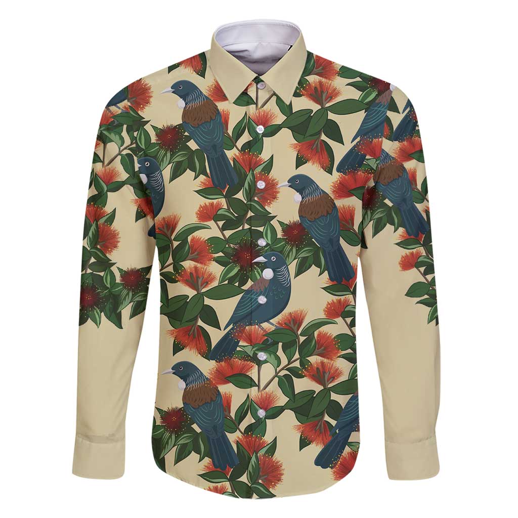 New Zealand Christmas Family Matching Off Shoulder Maxi Dress and Hawaiian Shirt Romantic Tui Birds on Pohutukawa - Ivory - Aussie Hoodie