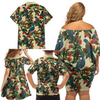 New Zealand Christmas Family Matching Off Shoulder Short Dress and Hawaiian Shirt Romantic Tui Birds on Pohutukawa - Ivory - Aussie Hoodie