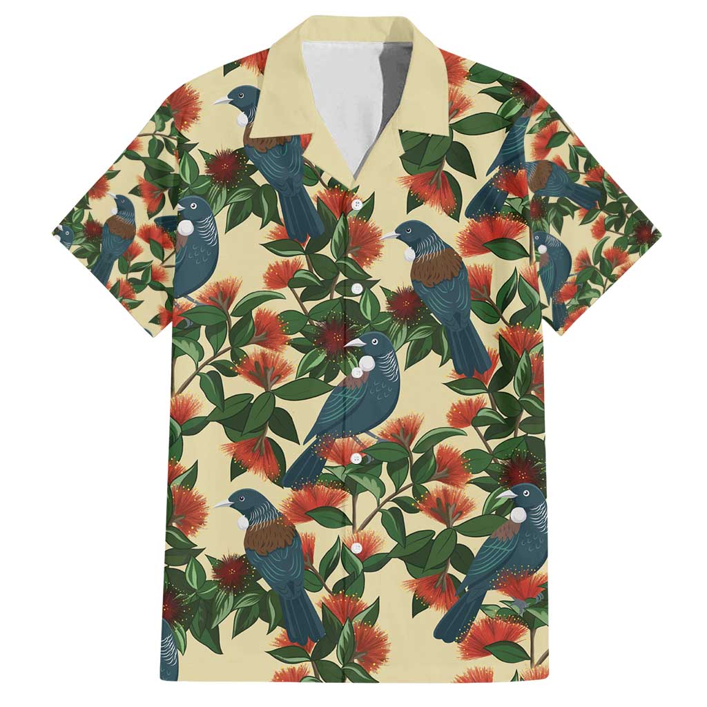 New Zealand Christmas Family Matching Off Shoulder Short Dress and Hawaiian Shirt Romantic Tui Birds on Pohutukawa - Ivory - Aussie Hoodie