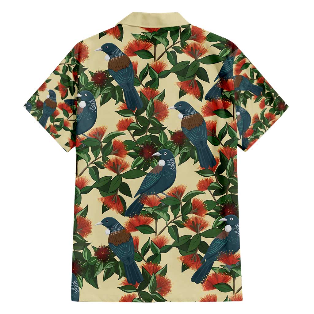 New Zealand Christmas Family Matching Short Sleeve Bodycon Dress and Hawaiian Shirt Romantic Tui Birds on Pohutukawa - Ivory - Aussie Hoodie
