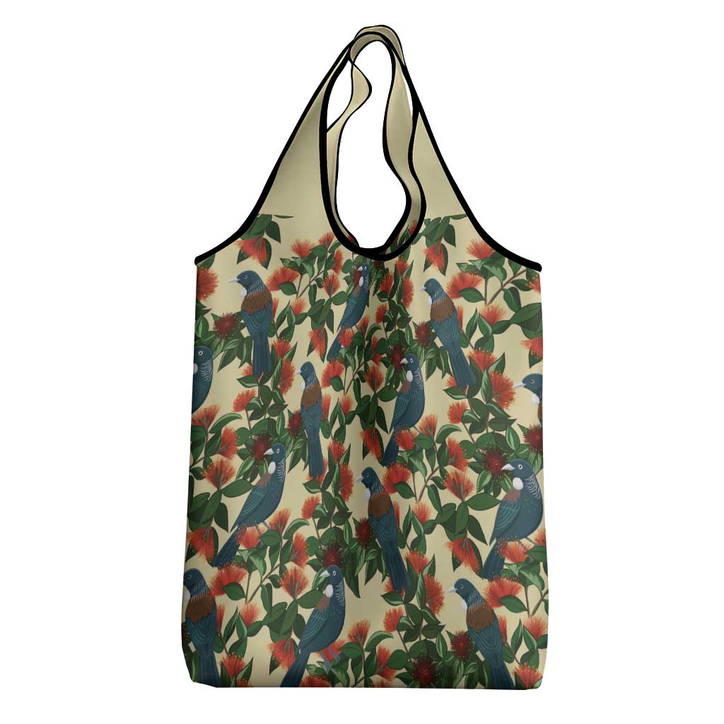 New Zealand Christmas Grocery Bag Romantic Tui Birds on Pohutukawa - Ivory - Aussie Hoodie