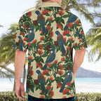 New Zealand Christmas Hawaiian Shirt Romantic Tui Birds on Pohutukawa - Ivory - Aussie Hoodie