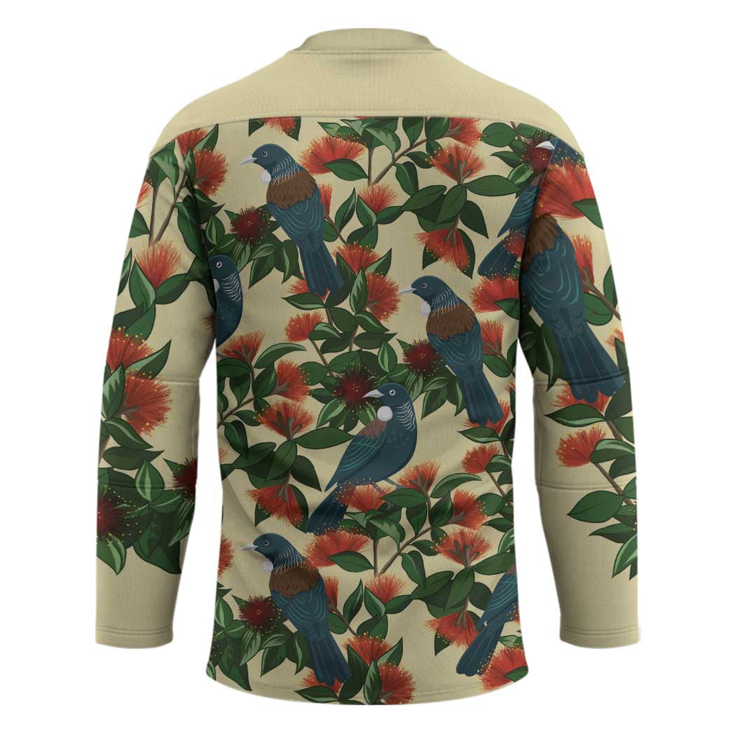 New Zealand Christmas Hockey Jersey Romantic Tui Birds on Pohutukawa - Ivory - Aussie Hoodie