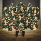 New Zealand Christmas Hooded Blanket Romantic Tui Birds on Pohutukawa - Ivory - Aussie Hoodie