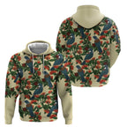 New Zealand Christmas Hoodie Romantic Tui Birds on Pohutukawa - Ivory - Aussie Hoodie