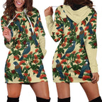 New Zealand Christmas Hoodie Dress Romantic Tui Birds on Pohutukawa - Ivory - Aussie Hoodie