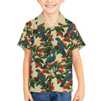 New Zealand Christmas Kid Hawaiian Shirt Romantic Tui Birds on Pohutukawa - Ivory - Aussie Hoodie