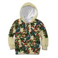 New Zealand Christmas Kid Hoodie Romantic Tui Birds on Pohutukawa - Ivory - Aussie Hoodie