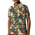 New Zealand Christmas Kid Polo Shirt Romantic Tui Birds on Pohutukawa - Ivory - Aussie Hoodie
