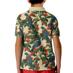 New Zealand Christmas Kid Polo Shirt Romantic Tui Birds on Pohutukawa - Ivory - Aussie Hoodie