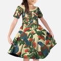 New Zealand Christmas Kid Short Sleeve Dress Romantic Tui Birds on Pohutukawa - Ivory - Aussie Hoodie