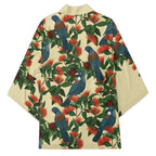 New Zealand Christmas Kimono Romantic Tui Birds on Pohutukawa - Ivory - Aussie Hoodie