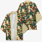 New Zealand Christmas Kimono Romantic Tui Birds on Pohutukawa - Ivory - Aussie Hoodie