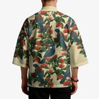 New Zealand Christmas Kimono Romantic Tui Birds on Pohutukawa - Ivory - Aussie Hoodie