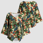 New Zealand Christmas Kimono Sleeve Blouse Romantic Tui Birds on Pohutukawa - Ivory - Aussie Hoodie