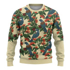 New Zealand Christmas Ugly Christmas Sweater Romantic Tui Birds on Pohutukawa - Ivory - Aussie Hoodie
