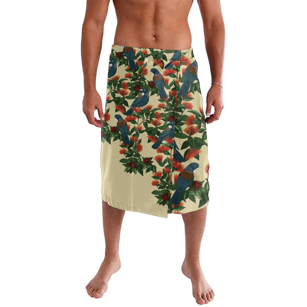 New Zealand Christmas Lavalava Romantic Tui Birds on Pohutukawa - Ivory - Aussie Hoodie