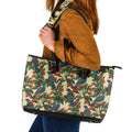 New Zealand Christmas Leather Tote Bag Romantic Tui Birds on Pohutukawa - Ivory - Aussie Hoodie