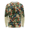 New Zealand Christmas Long Sleeve Shirt Romantic Tui Birds on Pohutukawa - Ivory - Aussie Hoodie
