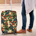 New Zealand Christmas Luggage Cover Romantic Tui Birds on Pohutukawa - Ivory - Aussie Hoodie