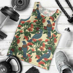 New Zealand Christmas Men Tank Top Romantic Tui Birds on Pohutukawa - Ivory - Aussie Hoodie