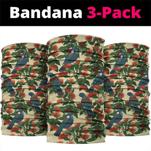New Zealand Christmas Neck Gaiter Romantic Tui Birds on Pohutukawa - Ivory - Aussie Hoodie