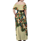 New Zealand Christmas Off Shoulder Maxi Dress Romantic Tui Birds on Pohutukawa - Ivory - Aussie Hoodie