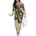 New Zealand Christmas Off The Shoulder Long Sleeve Dress Romantic Tui Birds on Pohutukawa - Ivory - Aussie Hoodie