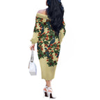 New Zealand Christmas Off The Shoulder Long Sleeve Dress Romantic Tui Birds on Pohutukawa - Ivory - Aussie Hoodie