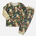 New Zealand Christmas Pajama Set Romantic Tui Birds on Pohutukawa - Ivory - Aussie Hoodie