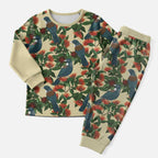 New Zealand Christmas Pajama Set Romantic Tui Birds on Pohutukawa - Ivory - Aussie Hoodie