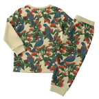New Zealand Christmas Pajama Set Romantic Tui Birds on Pohutukawa - Ivory - Aussie Hoodie