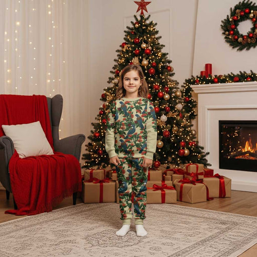 New Zealand Christmas Pajama Set Romantic Tui Birds on Pohutukawa - Ivory - Aussie Hoodie