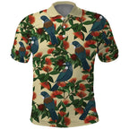 New Zealand Christmas Polo Shirt Romantic Tui Birds on Pohutukawa - Ivory - Aussie Hoodie