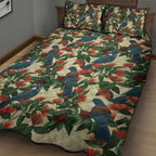 New Zealand Christmas Quilt Bed Set Romantic Tui Birds on Pohutukawa - Ivory - Aussie Hoodie