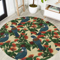 New Zealand Christmas Round Carpet Romantic Tui Birds on Pohutukawa - Ivory - Aussie Hoodie