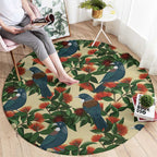 New Zealand Christmas Round Carpet Romantic Tui Birds on Pohutukawa - Ivory - Aussie Hoodie