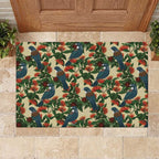 New Zealand Christmas Rubber Doormat Romantic Tui Birds on Pohutukawa - Ivory - Aussie Hoodie