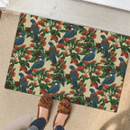 New Zealand Christmas Rubber Doormat Romantic Tui Birds on Pohutukawa - Ivory - Aussie Hoodie