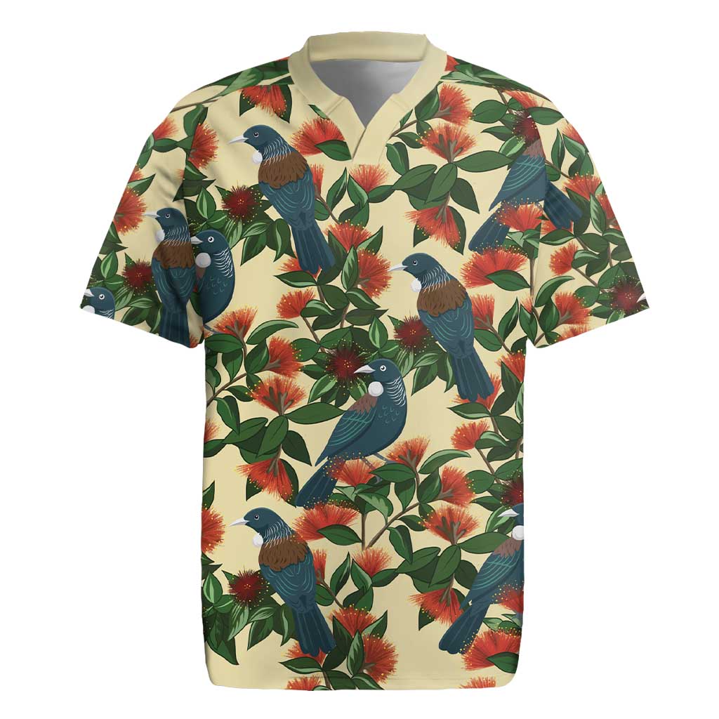 New Zealand Christmas Rugby Jersey Romantic Tui Birds on Pohutukawa - Ivory - Aussie Hoodie