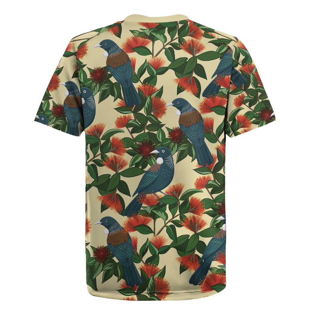 New Zealand Christmas Rugby Jersey Romantic Tui Birds on Pohutukawa - Ivory - Aussie Hoodie