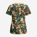 New Zealand Christmas Scrub Top Romantic Tui Birds on Pohutukawa - Ivory - Aussie Hoodie