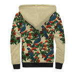 New Zealand Christmas Sherpa Hoodie Romantic Tui Birds on Pohutukawa - Ivory - Aussie Hoodie