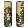 New Zealand Christmas Skinny Tumbler Romantic Tui Birds on Pohutukawa - Ivory - Aussie Hoodie