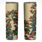 New Zealand Christmas Skinny Tumbler Romantic Tui Birds on Pohutukawa - Ivory - Aussie Hoodie