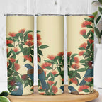 New Zealand Christmas Skinny Tumbler Romantic Tui Birds on Pohutukawa - Ivory - Aussie Hoodie