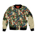 New Zealand Christmas Sleeve Zip Bomber Jacket Romantic Tui Birds on Pohutukawa - Ivory - Aussie Hoodie