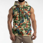 New Zealand Christmas Sleeveless Hoodie Romantic Tui Birds on Pohutukawa - Ivory - Aussie Hoodie